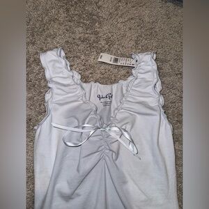 John Galt Light Blue Ruffle Tank Top